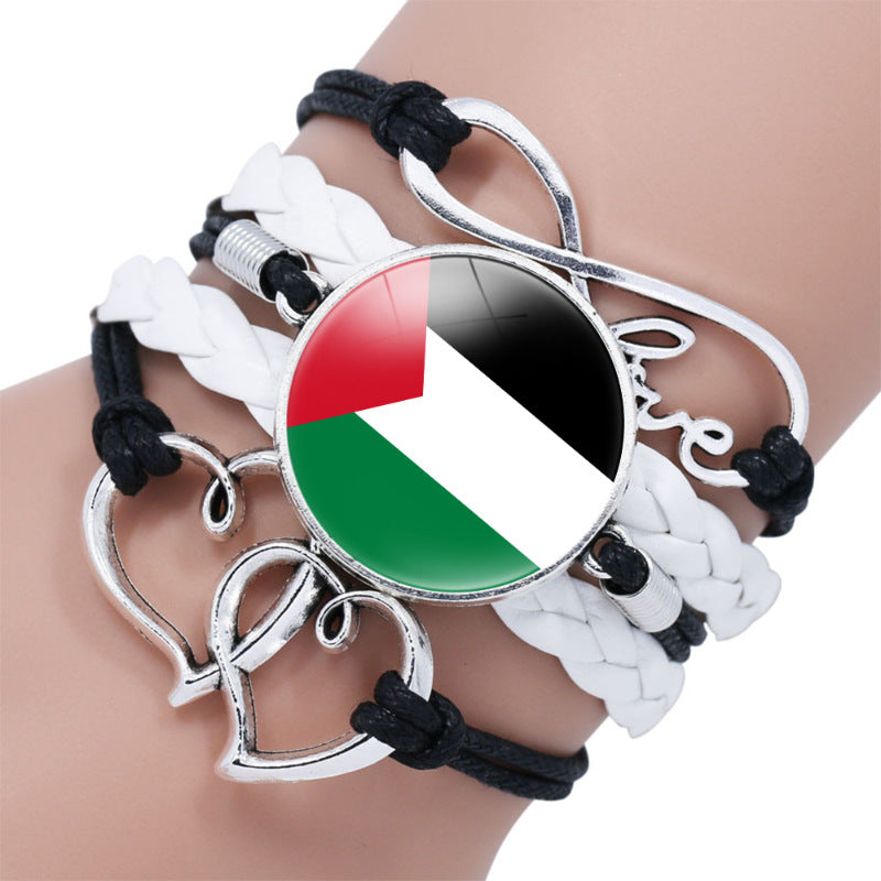 Bracelets infinis en pierre de temps à motif de drapeau palestinien