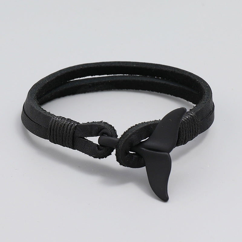 Bracelets de bétail en forme de sirène noire, ornement simple et à la mode pour hommes