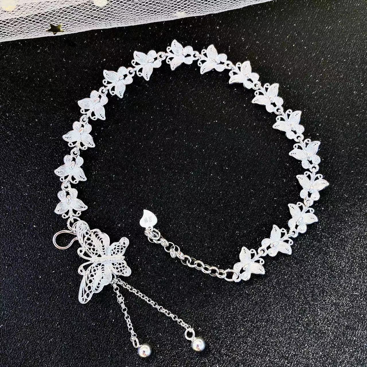 Handmade Filigree Butterfly Tassel Pure Drainage Bracelets