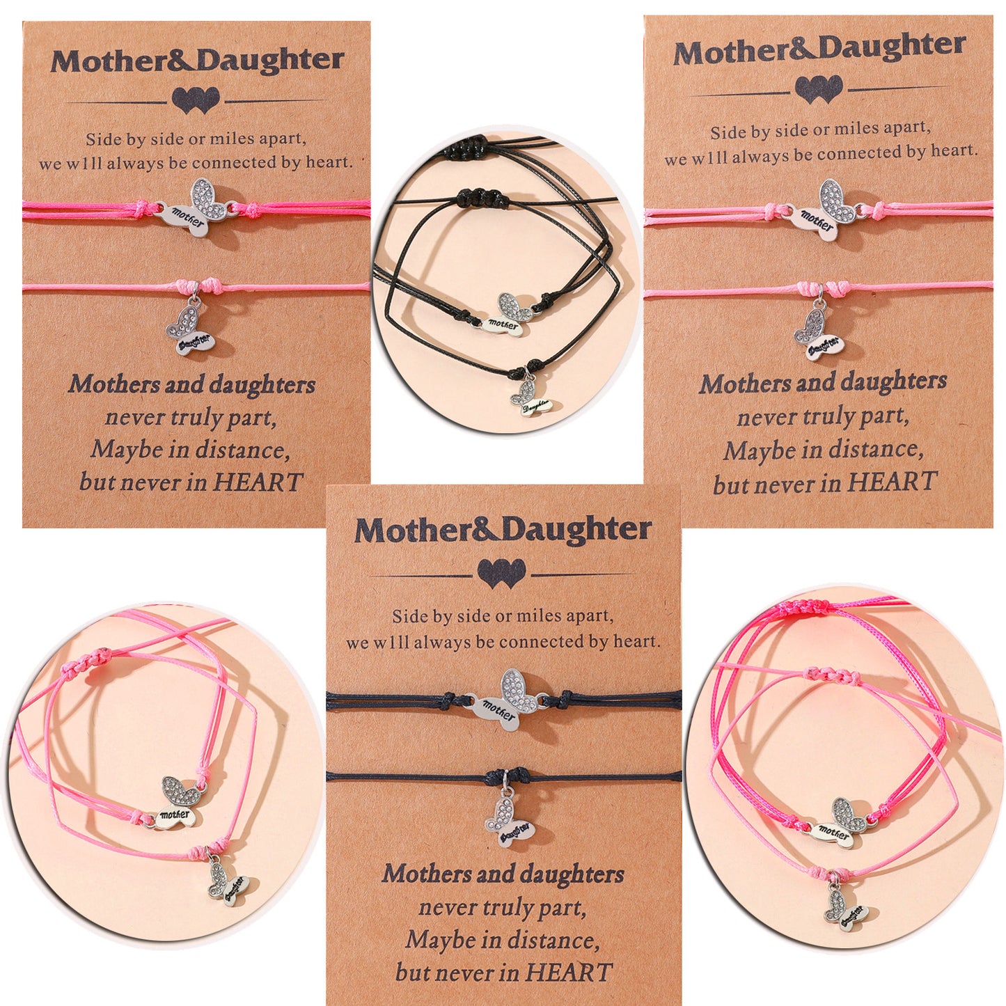 Women's Butterfly Mother And Daughter Lettering Metal Bracelets