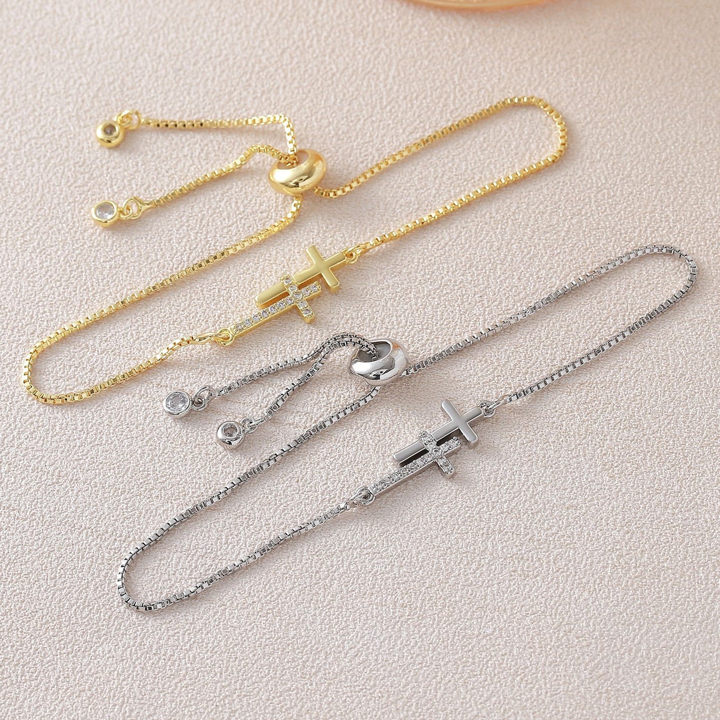 Gold Double Cross Fashion Simple Adjustable Bracelet