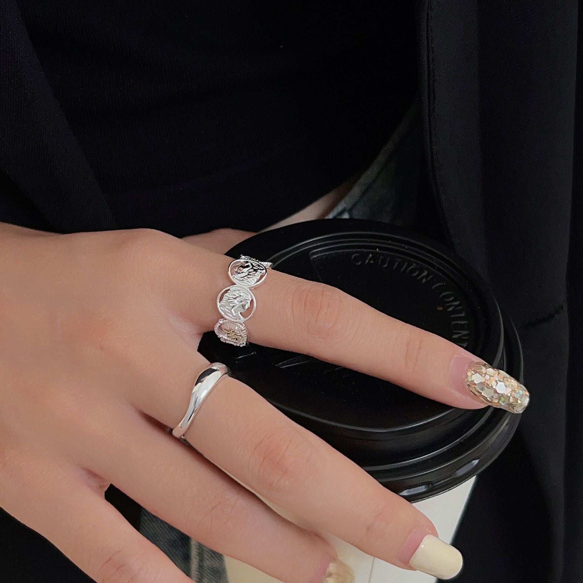 Women's Sterling Sier Opening Adjustable Simple Advanced Rings ...