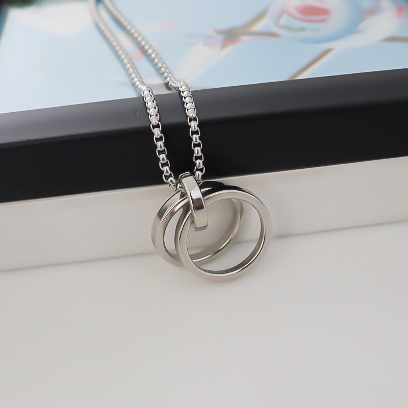 Stainless Steel Personalized Alloy Double Pendant Street Necklaces