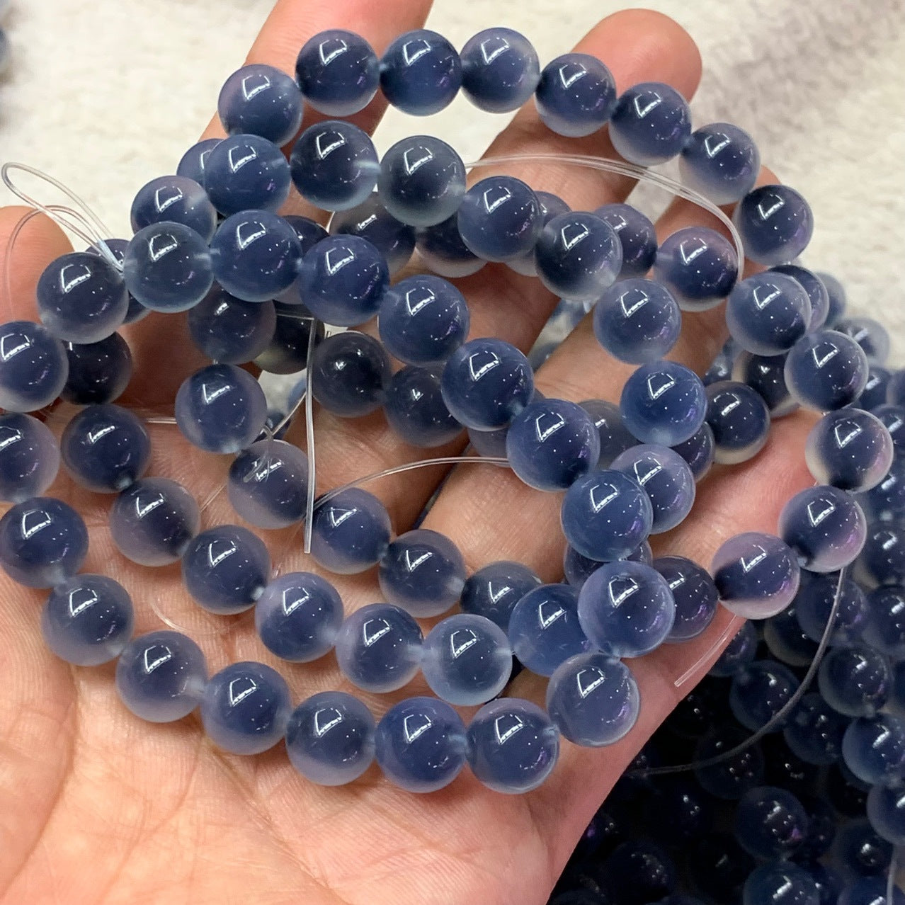 Blue Sugar Heart Agate Wrapped Body Bag Raw Bracelets