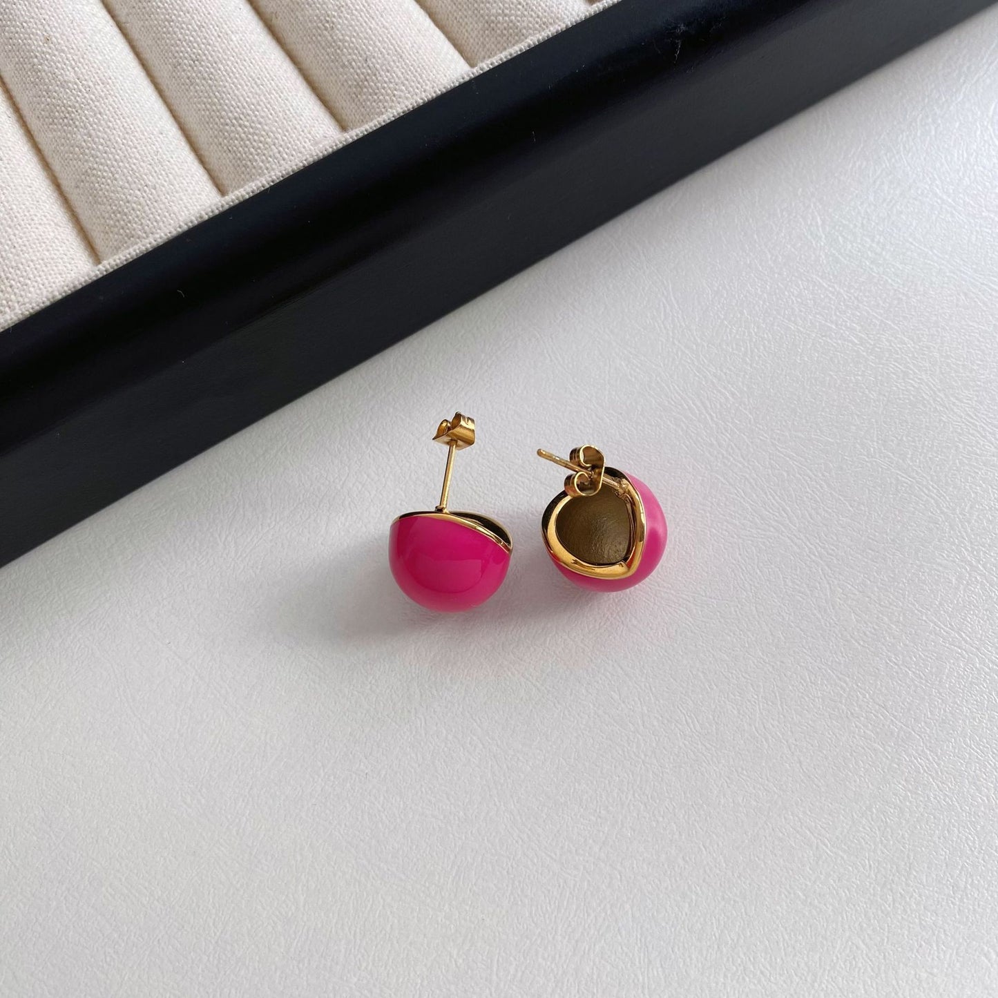 Color Round Trendy Stainless Steel Retro Earrings