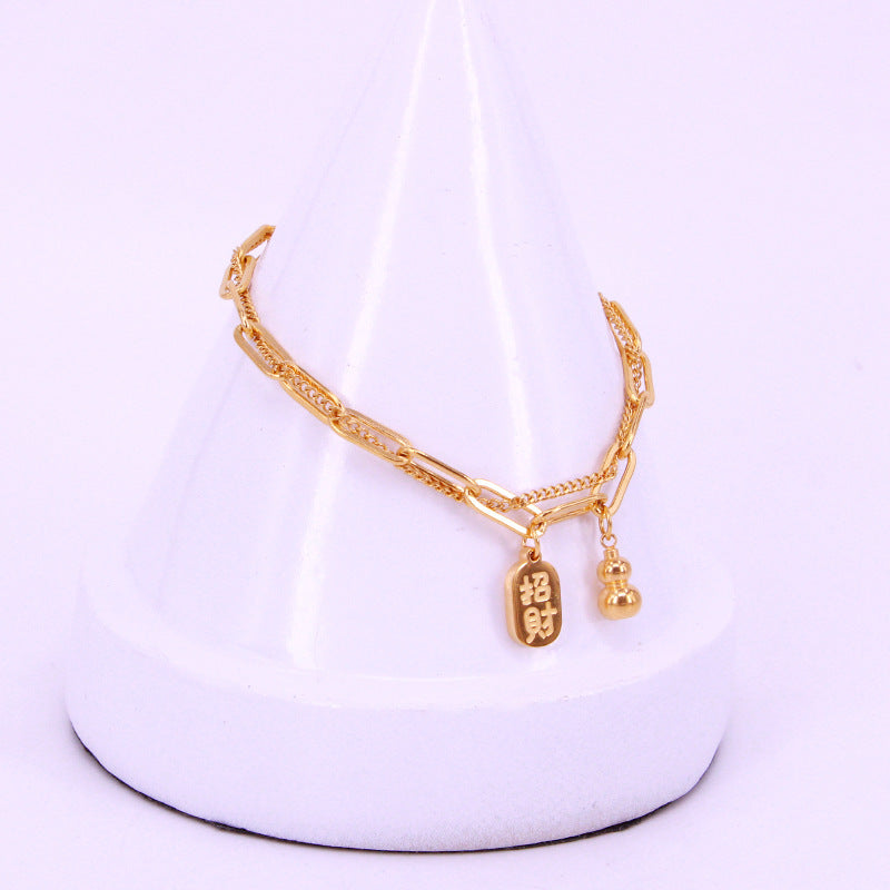 Women's Lucky Fashion Simple Chinese Titanium Steel Bracelets
