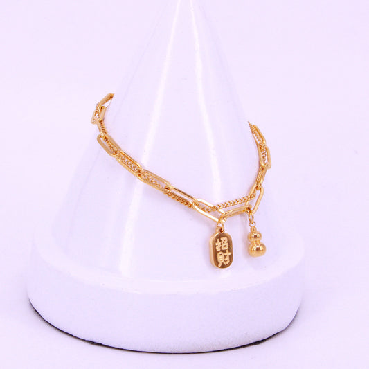 Women's Lucky Fashion Simple Chinese Titanium Steel Bracelets