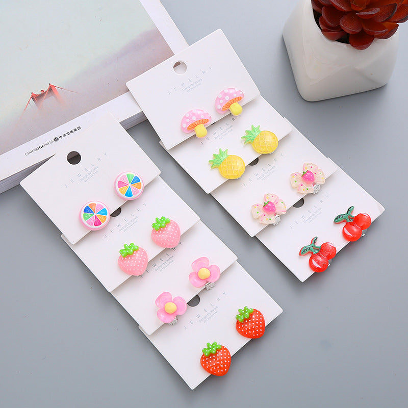 Children's Cute Vegetable Flower Korean Resin Ear Clip