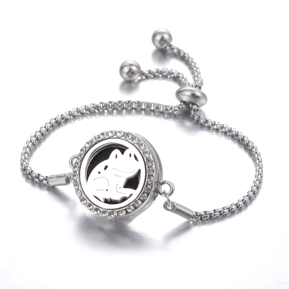 Steel Hollow Oil Lucky Tree Open Box Bracelet