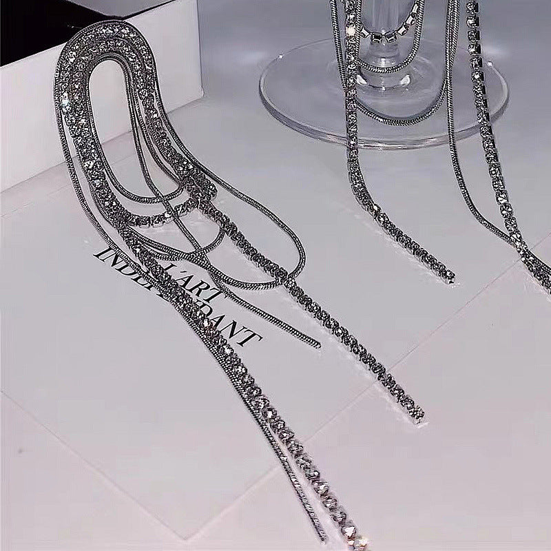 Tassel Long Full Diamond Super Shiny Earrings