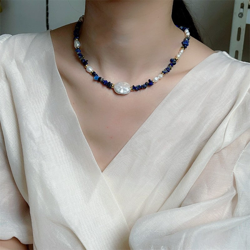 Personality Baroque Irregular Rose Stone Freshwater Pearl Female Temperament Drawable Jewelry Set