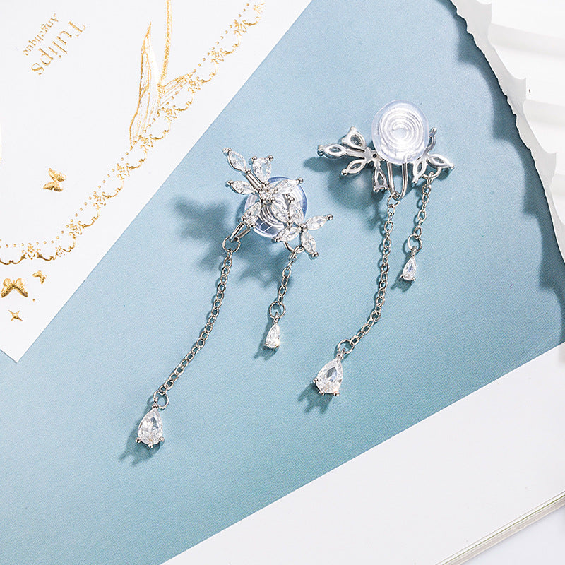 Women's Light Luxury Refined Grace Zircon Flower Tassel Rings