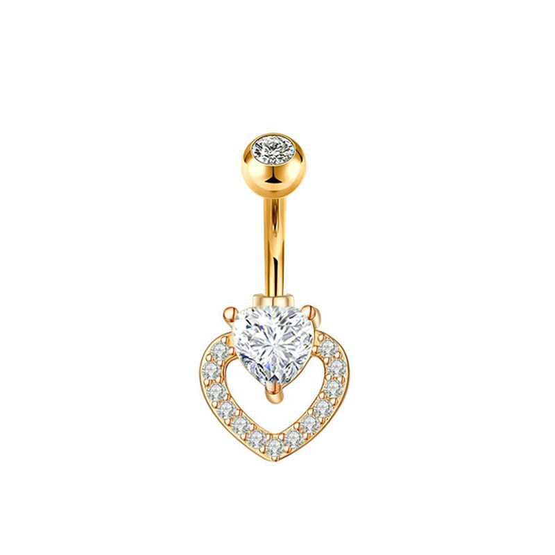Gold Belly Rhinestone Zircon Style Navel Buckle Earrings