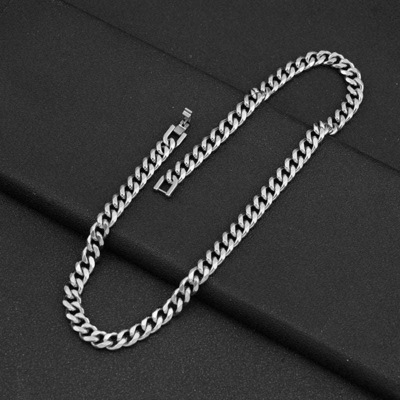 Women's & Men's Titanium Steel Fashion Hip Hop Jewelry Buckle Necklaces