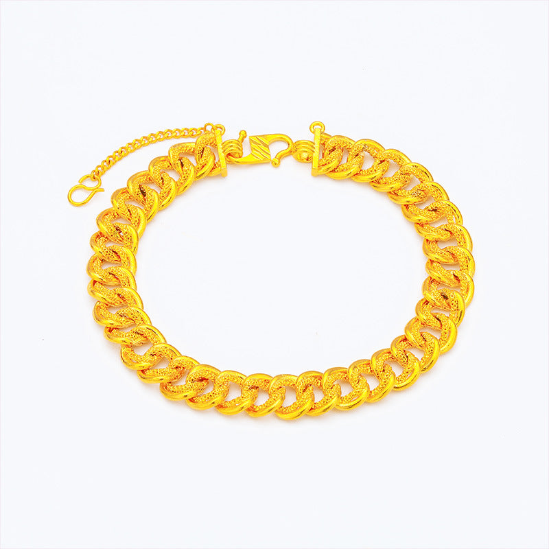 Bracelets plats à larges bords Vietnam Placer Gold Boss pour hommes