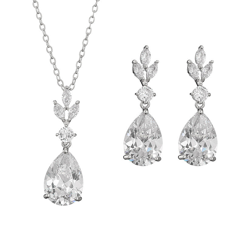 Bridal Formal Dress Fashion Water Drops Zircon Earrings