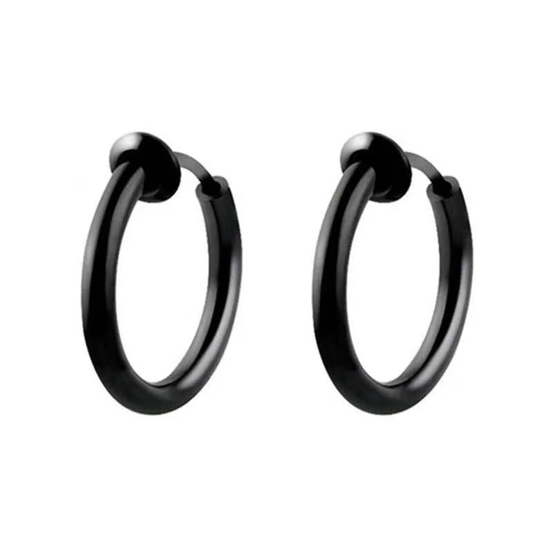 Women's & Men's Black Series Punk Titanium Steel Clips Ear Clip