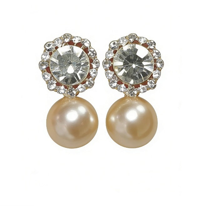 Compact Elegant Pearl Eardrops French Style Design Stud Earrings