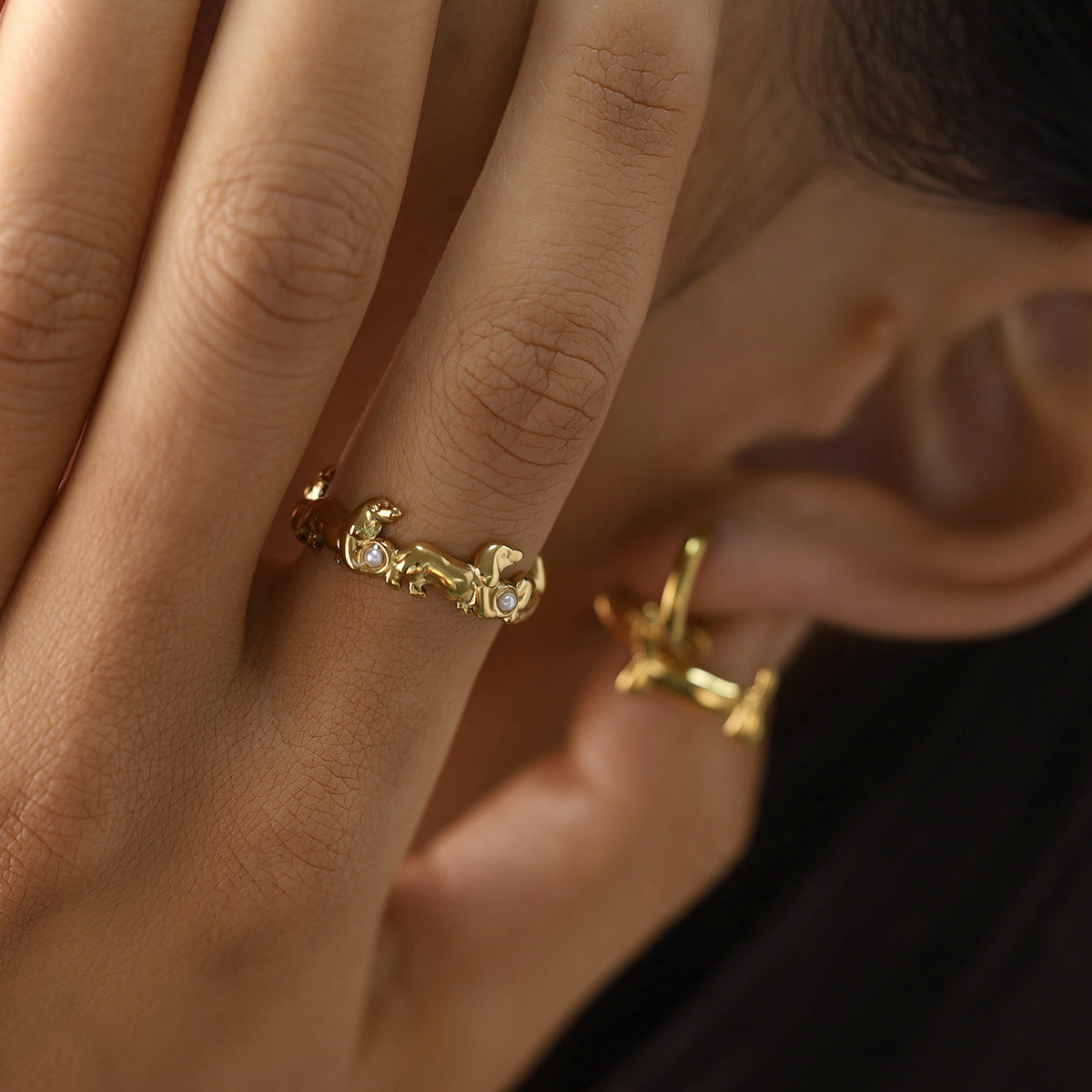 Stainless Steel Three-piece Small Animal Series Earrings