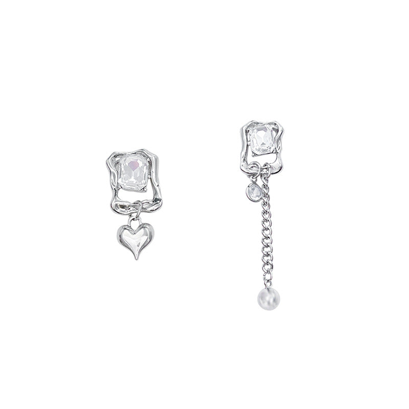 Heart-shaped Zircon Eardrops Simple Temperamental Cold Earrings