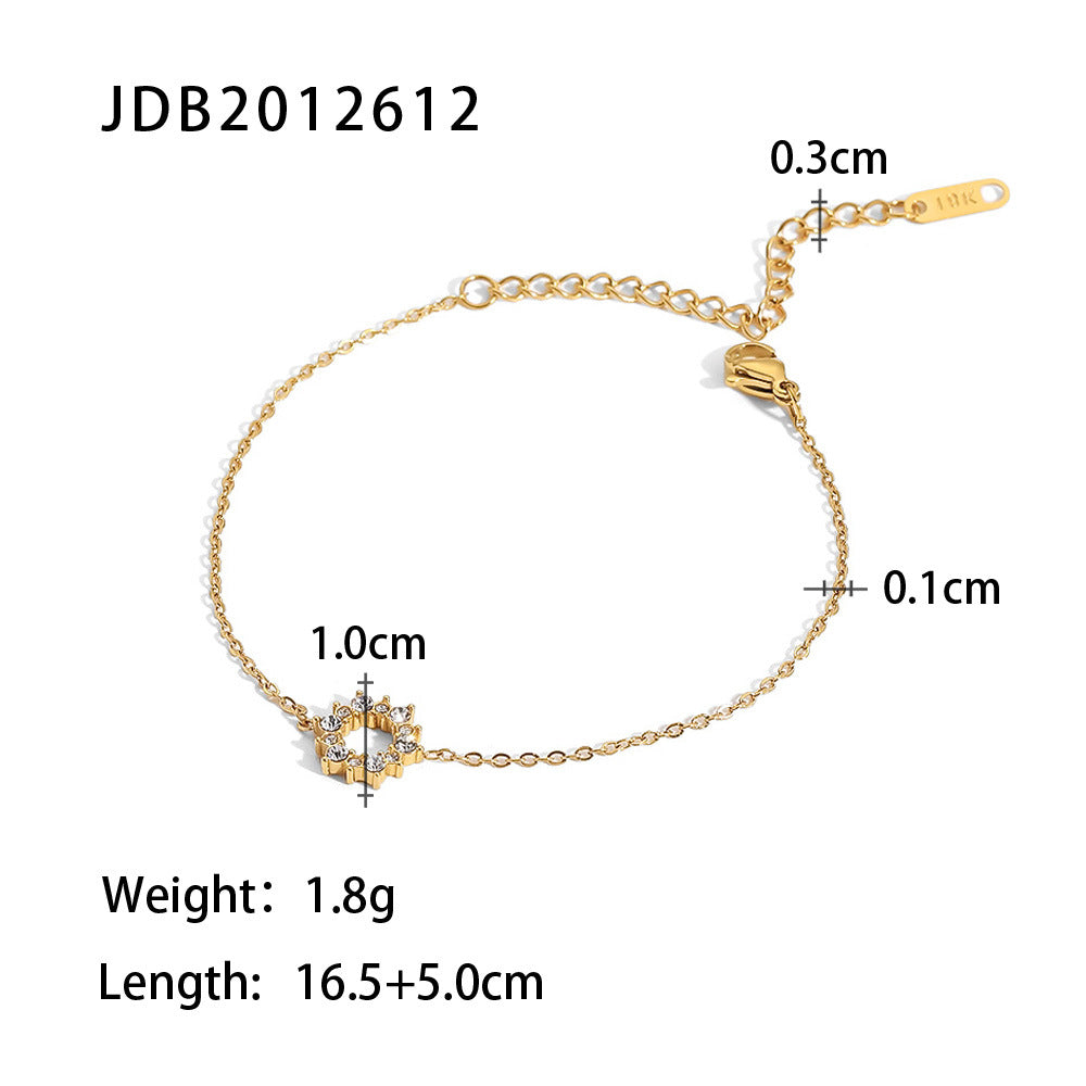 Women's Titanium Steel Gold Stainless Inlaid Zircon Bracelets