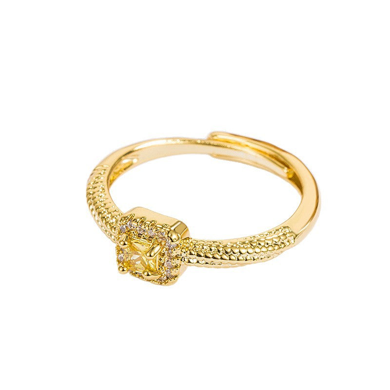 Yellow Diamond Female Light Luxury Minority Design Ring