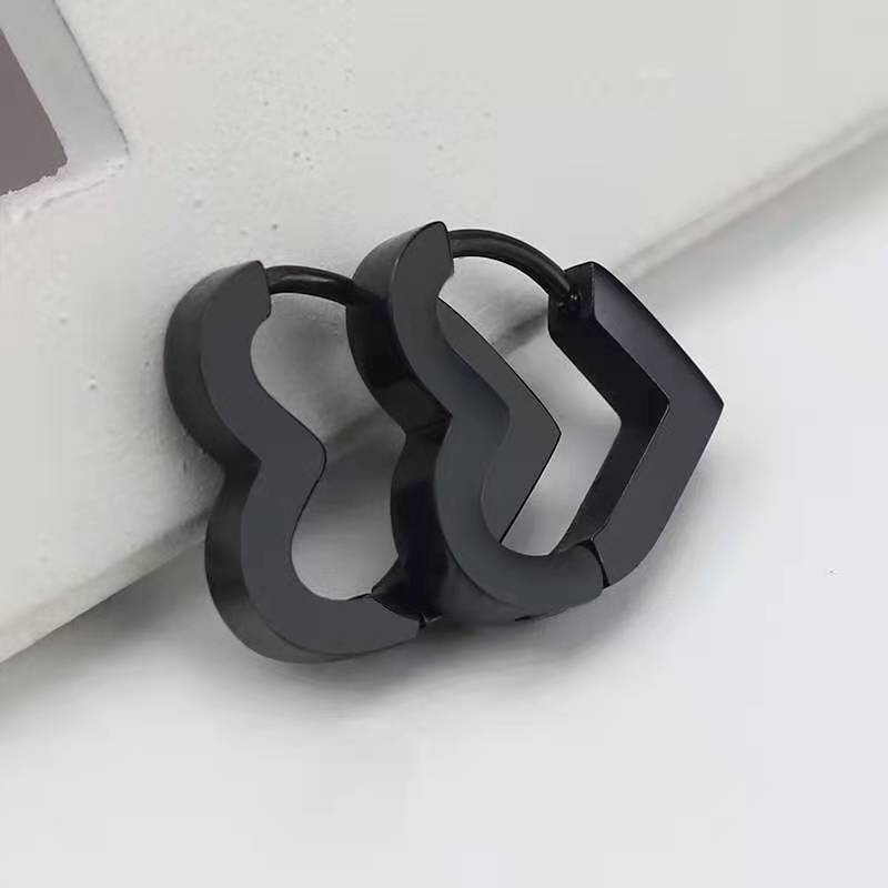 Women's & Men's Black Series Punk Titanium Steel Clips Ear Clip