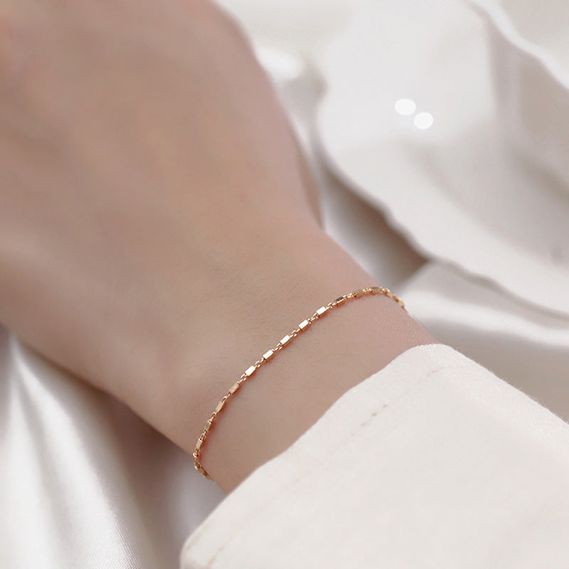 Bracelets personnalisés à la mode simples et carrés en argent sterling pour femmes