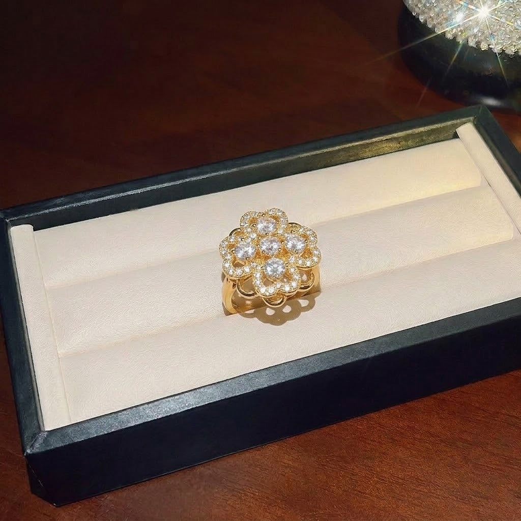 Rotating Degree Rotation Heart-shaped Zircon Clavicle Rings