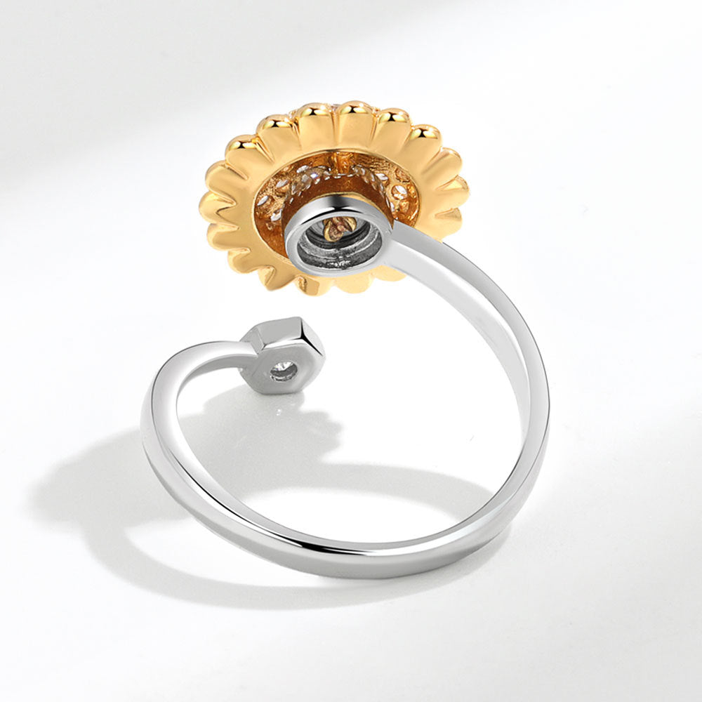 Rotating Sunflower Bee Female Creative Personality Rings