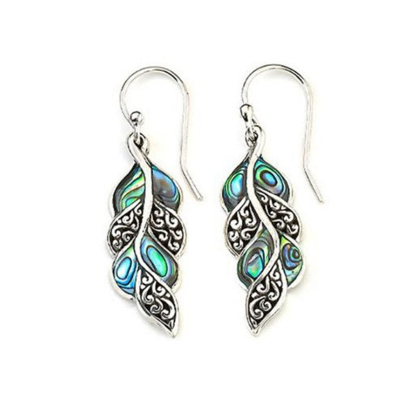 Inlaid Sea Blue Topaz Female Creative Rotational Water Drop Earrings
