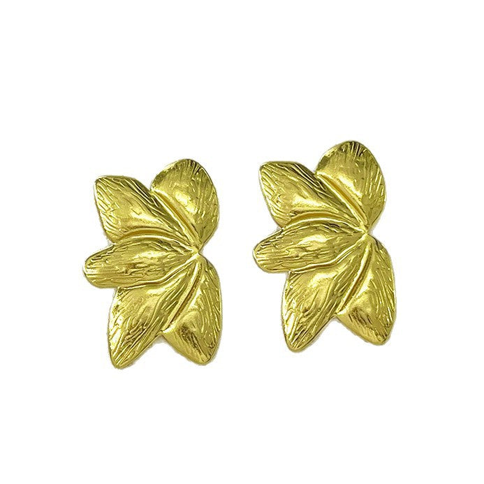 Light Luxury High-grade Irregular Oil Pressure Stainless Steel Gold Plated Stud Earrings
