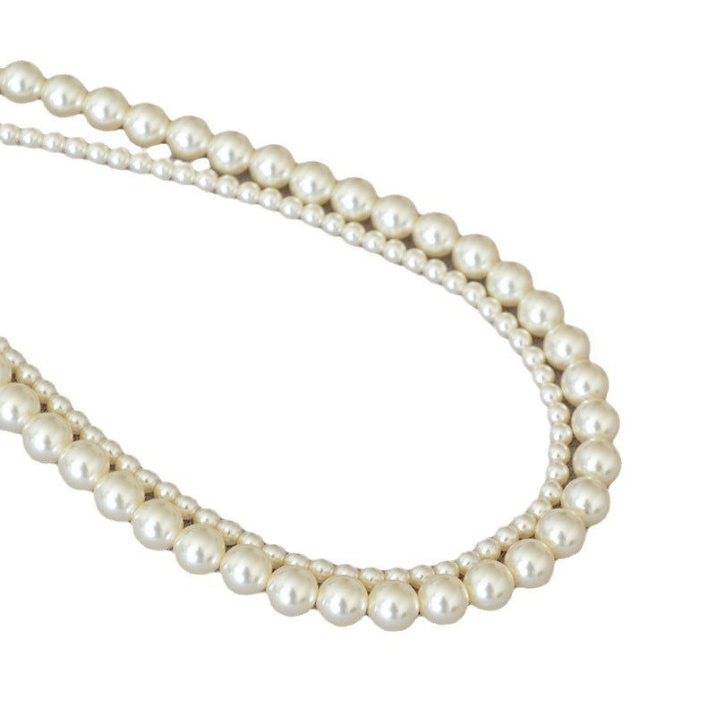 Perfect Circle Highlight Imitation Pearl Double Layer Necklaces