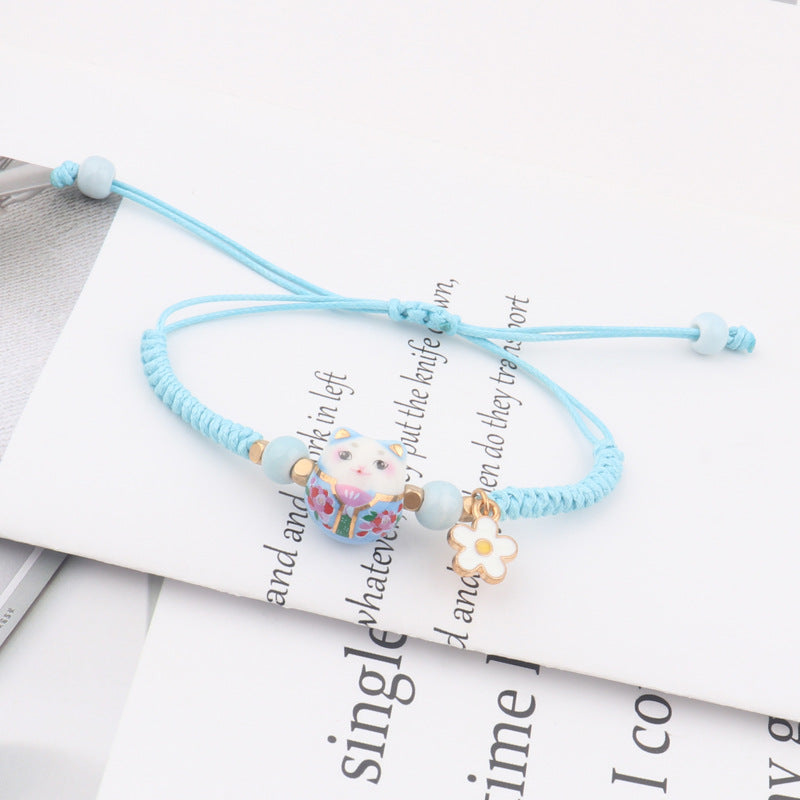 Cute Cartoon Lucky Cat Candy Color Bracelets