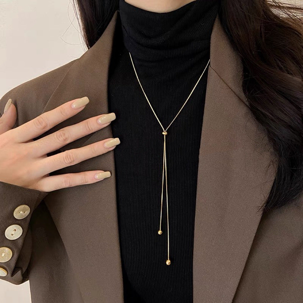 Women's Design Round Beads Tassel For Special Interest Light Luxury High-grade Necklace
