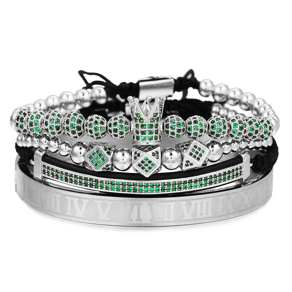 Rhinestone Ball Diamond Double Row Crescent Combination Bracelets