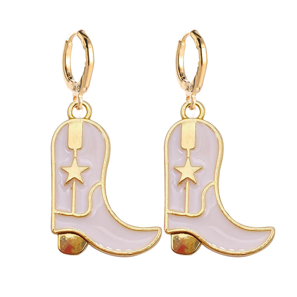 Cowboy Boot Fashion Hat Alloy Drop Earrings