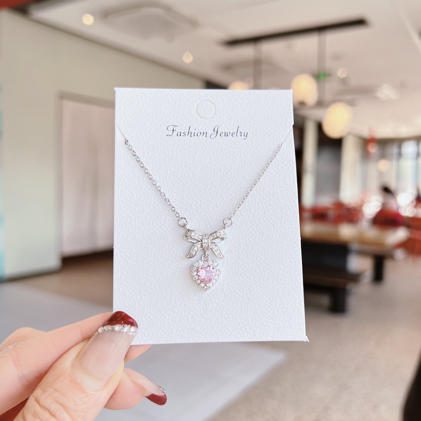 Luxury Sweet Super Pink Flowers Water Drop Female Fully Jeweled Necklace