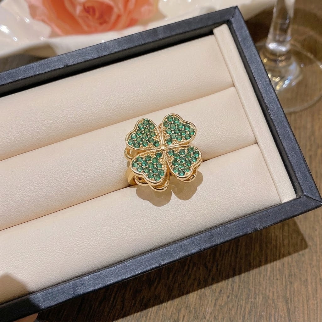 Rotating Degree Rotation Heart-shaped Zircon Clavicle Rings