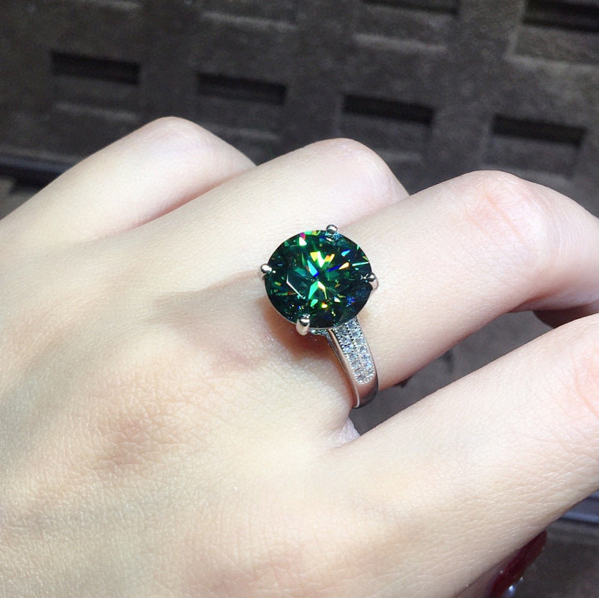 Bagues ouvertes en diamant Moissanite bleu vert simulé