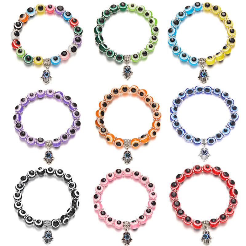 Yeux colorés perles main de Fatima bracelets