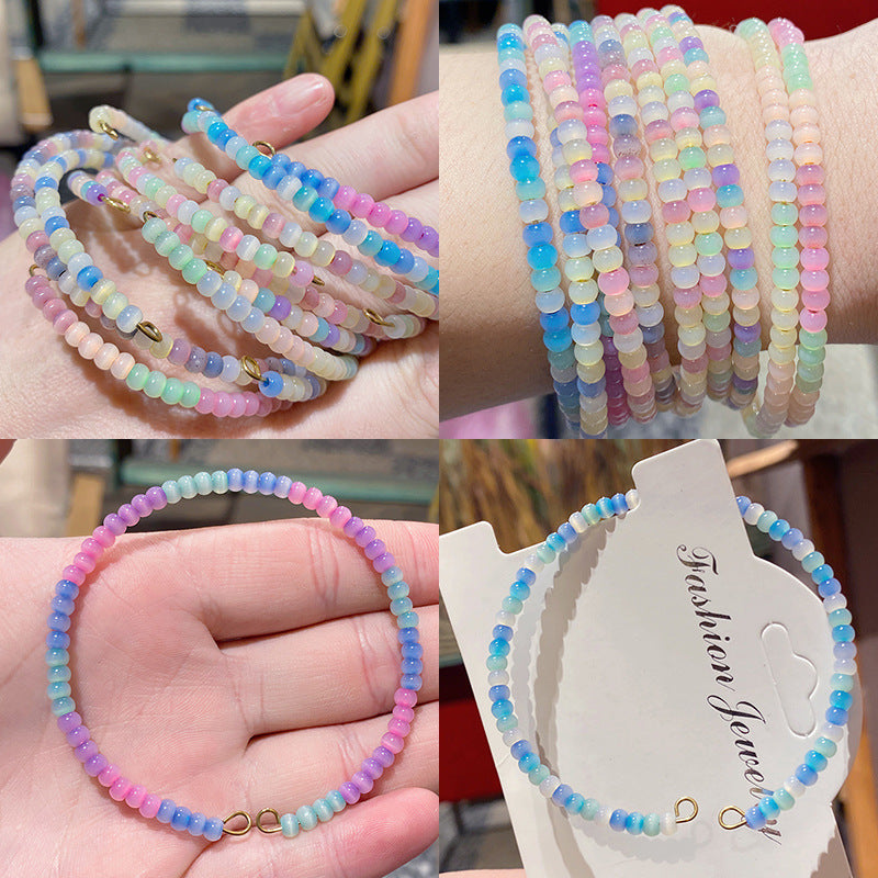 Niche Rainbow Candy Colored Glaze Gradient Bracelets