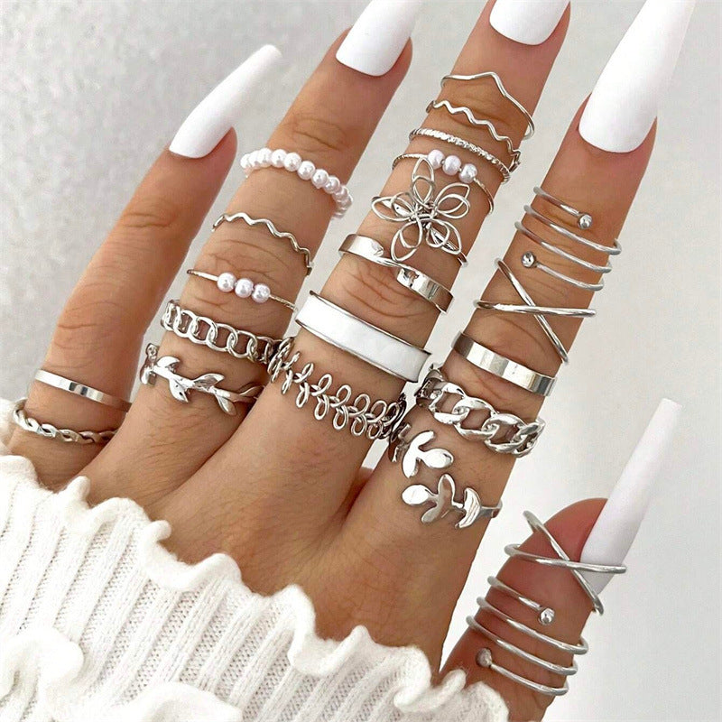 Women's Combined Fashion Liquid Lava Flower Irregular Rings