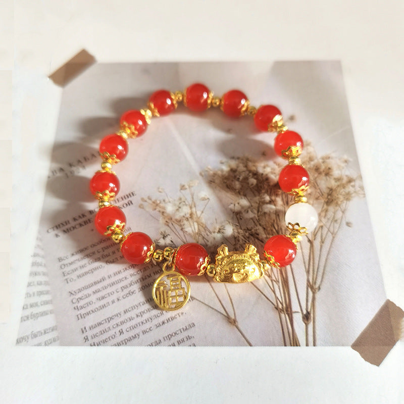Cat Love Bell Imitation Opal Girlfriends Glaze Bracelet