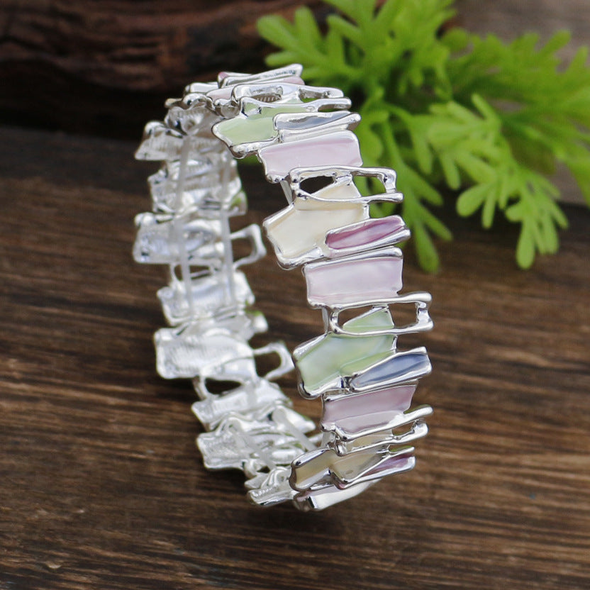 Women's Irregular Colorful Oil Alloy Handmade Painting Creative Geometric Bracelet