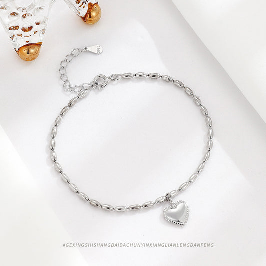 Bracelets de minorité capricieuse en grains de riz en argent sterling pour femmes