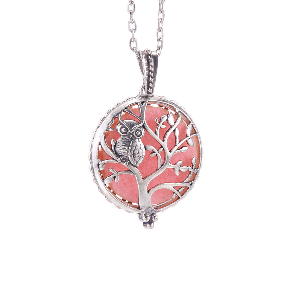Hollow Lucky Tree Round Alloy Medal Charm Necklace