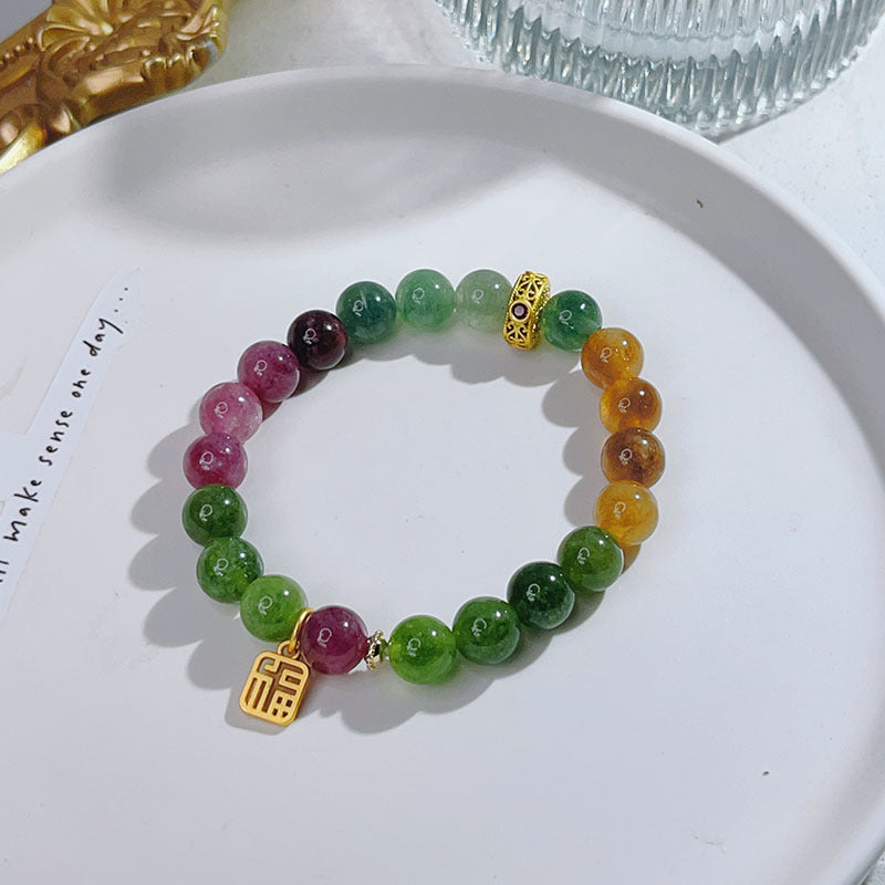 Women's Retro Jade Simple Blessing Card Ethnic Style Beaded Bracelets