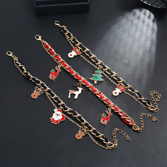 Stylish Durable Christmas Elk Santa Alloy Bracelets