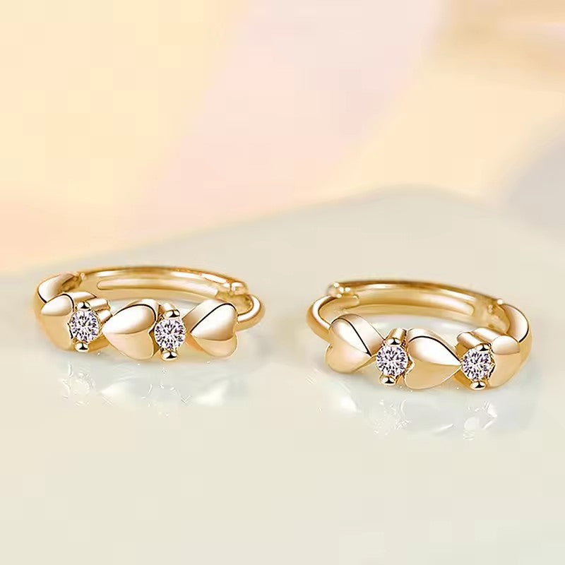 Zircon Cold Style Heart-shaped Fashion Clips Sier-plated Earrings